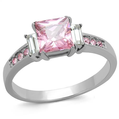 Šperky4U Ocelový prsten s růžovými kameny - velikost 60 - AL-0113-60