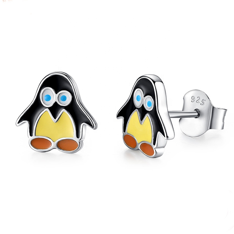 Detské strieborné náušnice tučniaci