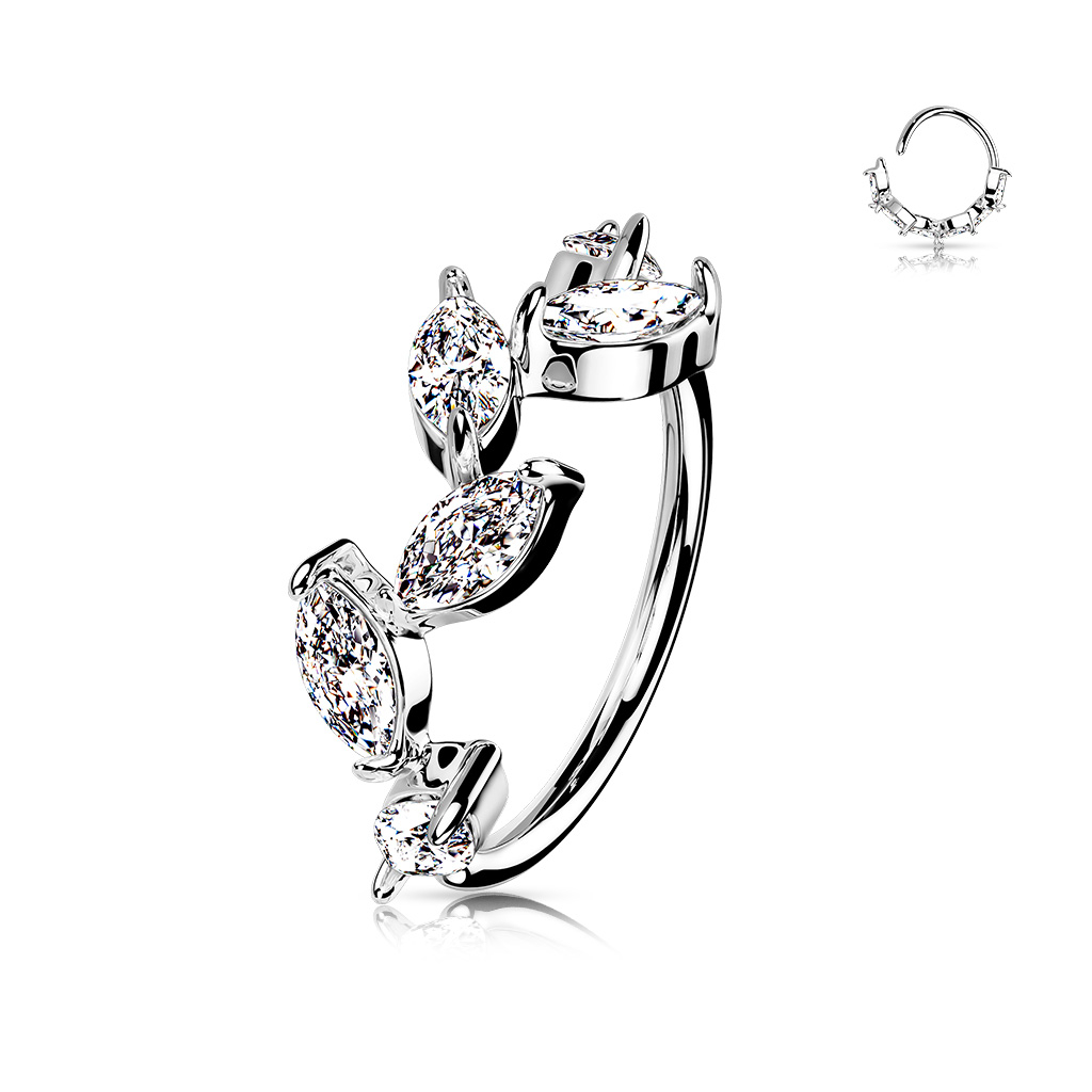 Šperky4U Piercing do nosu/ucha kruh s čirými zirkony - N0168-ST
