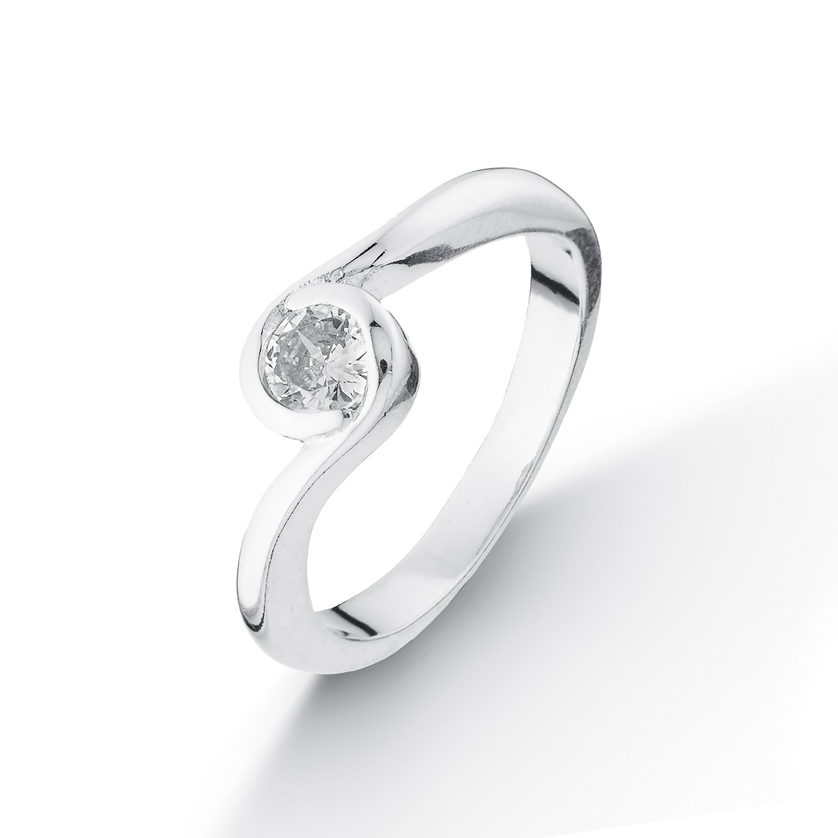 NUBIS® Stříbrný prsten s kulatým zirkonem - velikost 56 - NB-5095-56