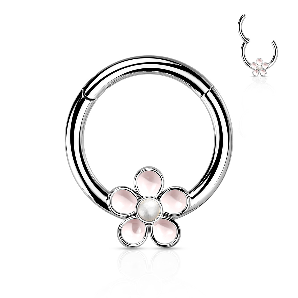 Šperky4U Segment kruh s kytičkou cartilage piercing 1,2 x 8 mm - NS0058-ST