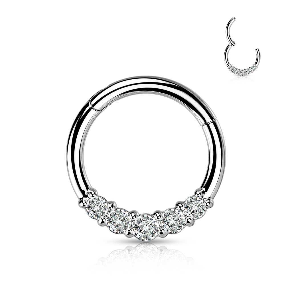 Šperky4U Segment kruh se zirkony, cartilage piercing 1,2 x 8 mm - NS0061-ST
