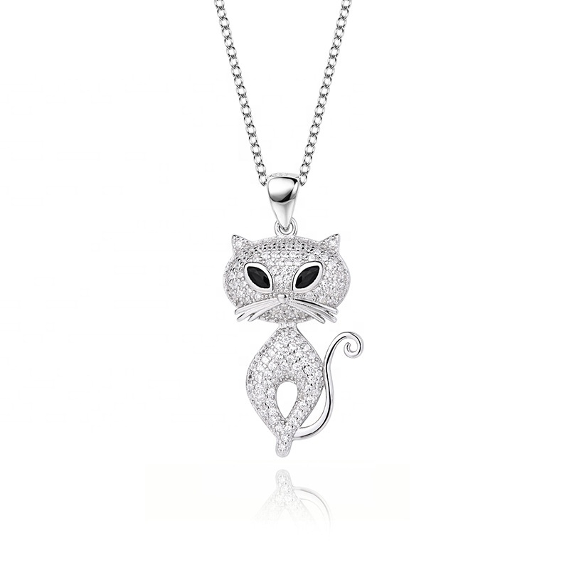 Strieborný náhrdelník s mačičkou