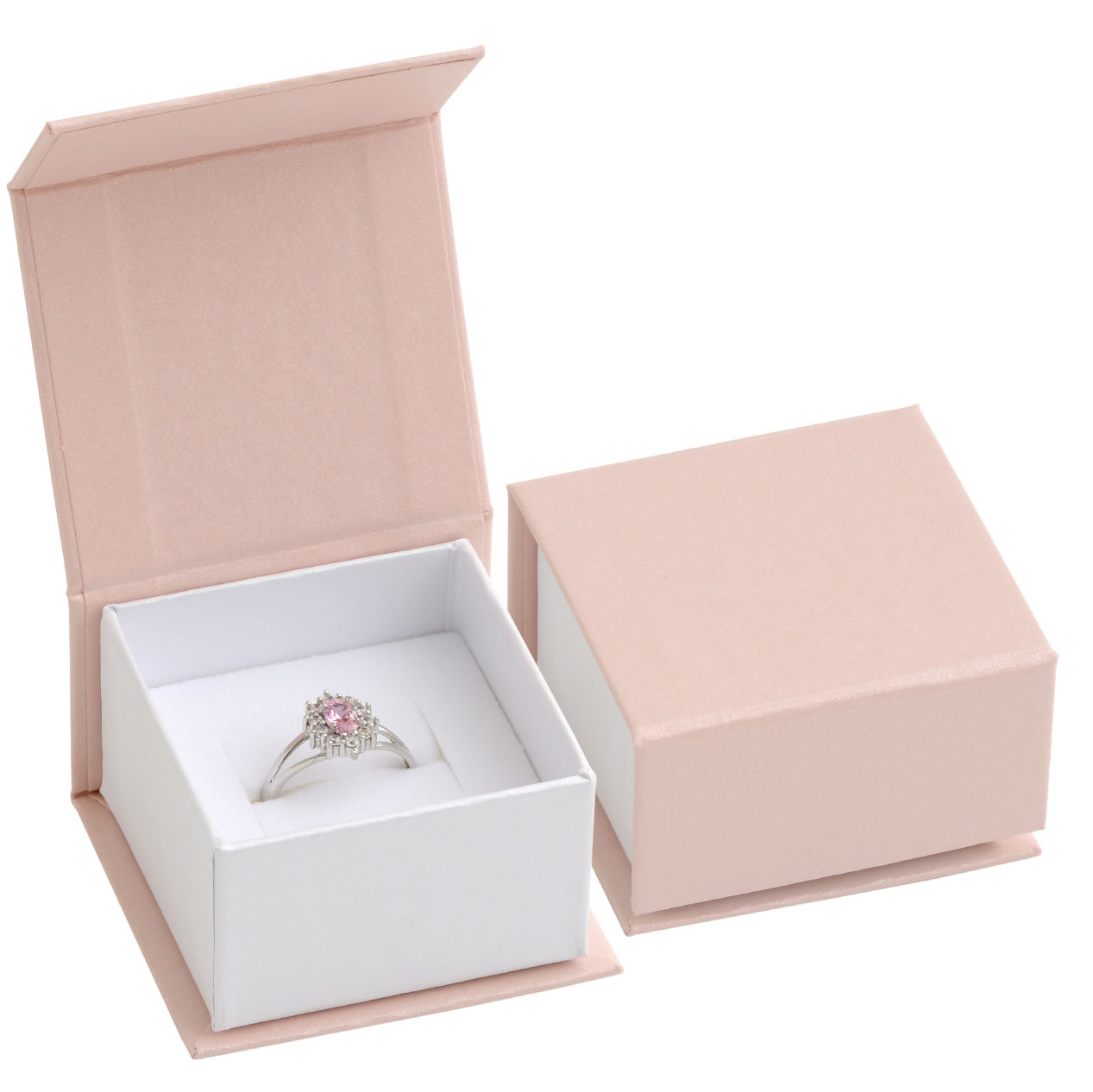 Darčeková krabička na prsteň ružová, magnetické zatváranie