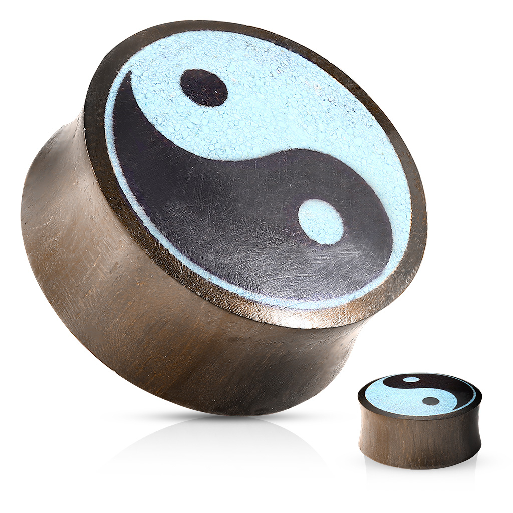 Šperky4U Sono wood plug do ucha jing-jang - PL01276-10