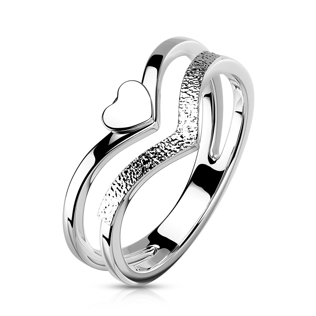 Šperky4U Ocelový prsten se srdíčkem - velikost 58 - OPR1896-60