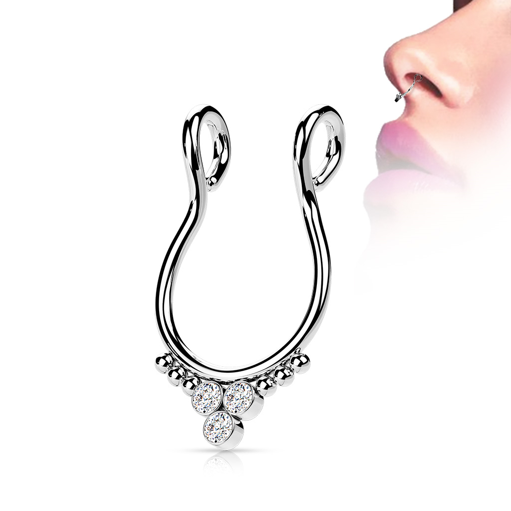 Šperky4U Falešný piercing do nosu - septum - ST0019-ST