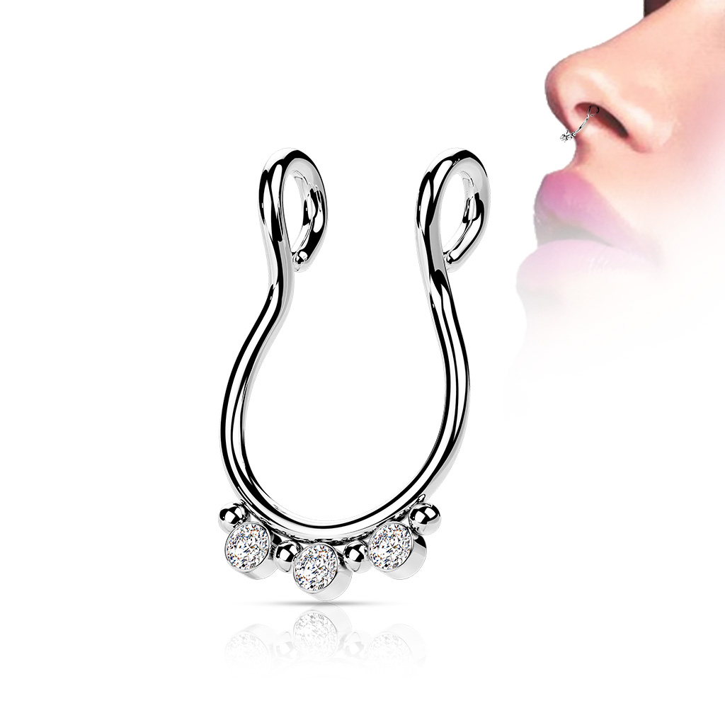 Šperky4U Falešný piercing do nosu - septum - ST0020-ST