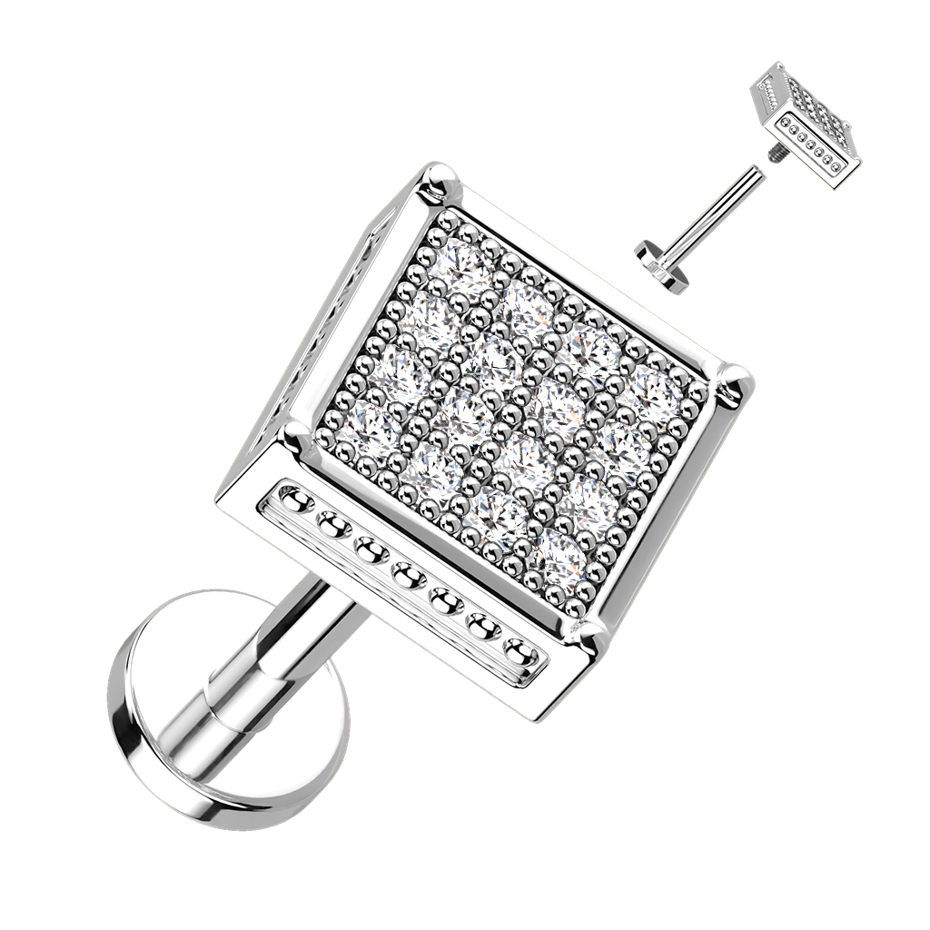 Šperky4U Piercing do brady se zirkony - LB1116ST-1208