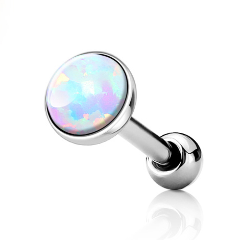 Šperky4U Cartilage piercing do ucha, bílý opál - CP1087-OP17-05