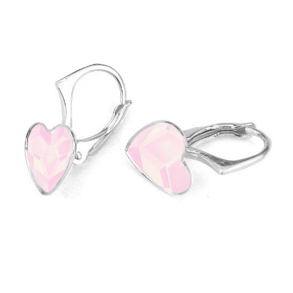 NUBIS® Stříbrné náušnice se srdcem Crystals from Swarovski® Powder Rose - NB-0202-PR