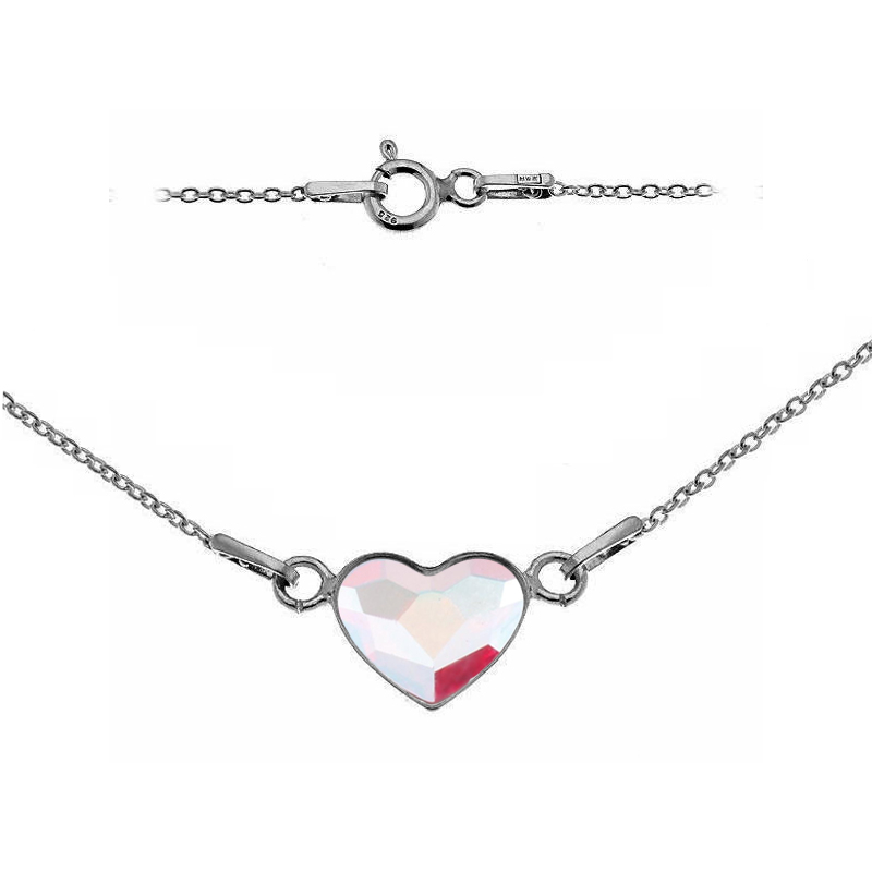 Strieborný náhrdelník so srdcom Crystals from Swarovski® Light Siam Shimmer