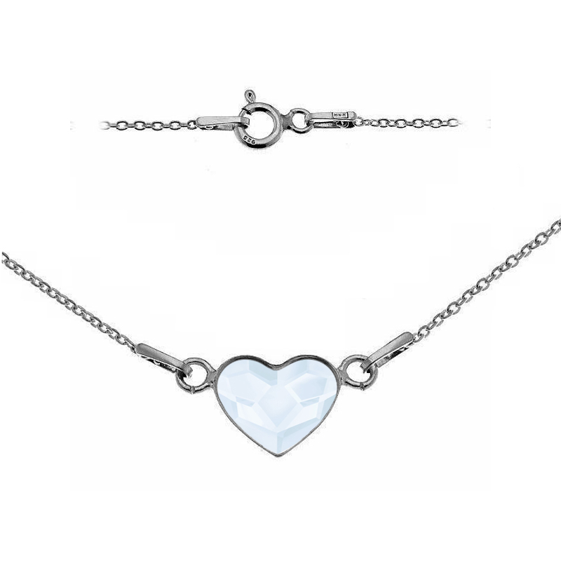 Strieborný náhrdelník so srdcom Crystals from Swarovski® POWDER BLUE