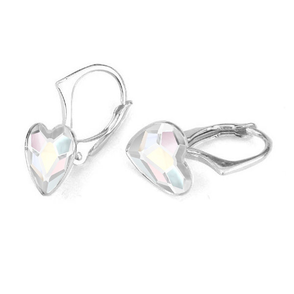 NUBIS® Stříbrné náušnice se srdcem Crystals from Swarovski® AB - NB-0202-AB