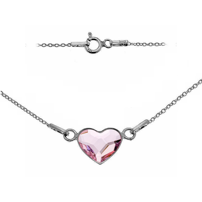 NUBIS® Stříbrný náhrdelník se srdcem Crystals from Swarovski® Rosaline - NB-0200-RO