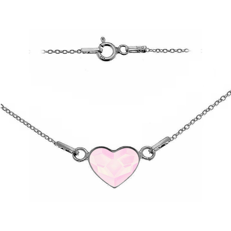 Strieborný náhrdelník so srdcom Crystals from Swarovski® POWDER ROSE