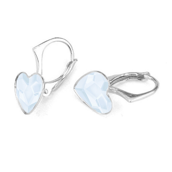 NUBIS® Stříbrné náušnice se srdcem Crystals from Swarovski® Powder Blue - NB-0202-PB