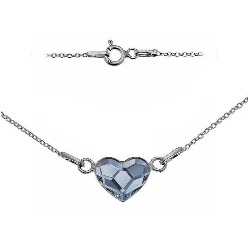 Strieborný náramok so srdcom Crystals from Swarovski® Denim Blue