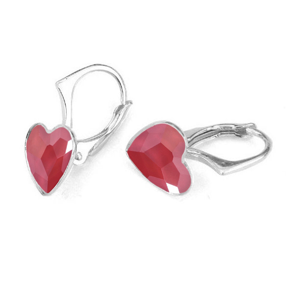 NUBIS® Stříbrné náušnice se srdcem Crystals from Swarovski® Royal Red - NB-0202-RR