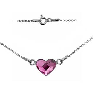 Stříbrný náhrdelník se srdcem Crystals from Swarovski® Fuchsia