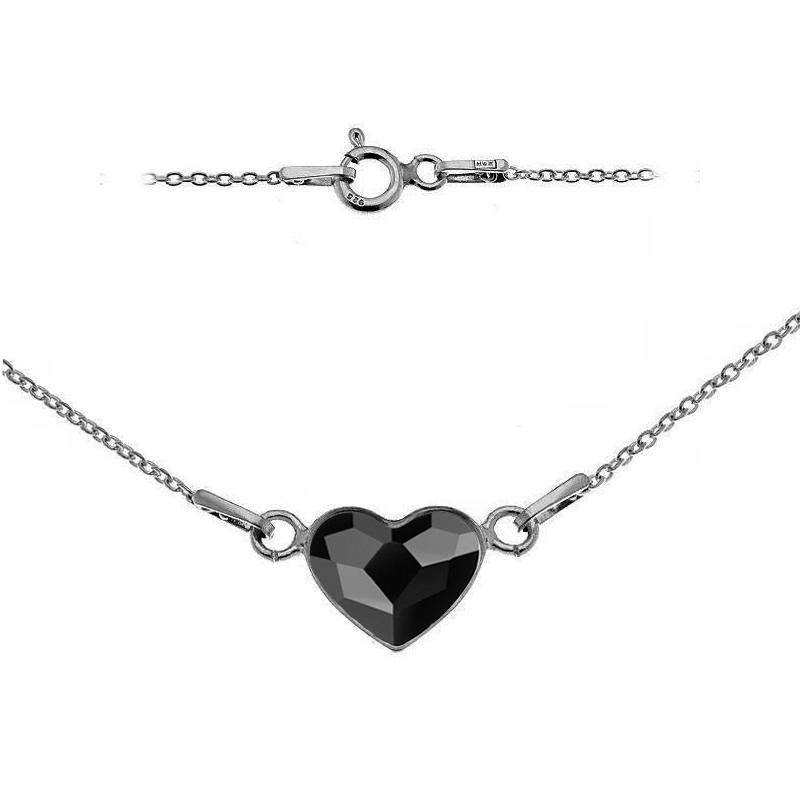 NUBIS® Stříbrný náhrdelník se srdcem Crystals from Swarovski® JET BLACK - NB-0200-JB