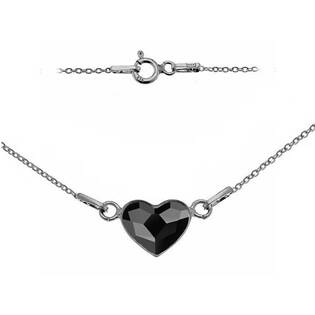 Stříbrný náhrdelník se srdcem Crystals from Swarovski® JET BLACK