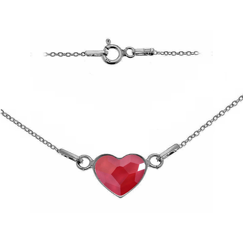 Strieborný náhrdelník so srdcom Crystals from Swarovski® Royal Red