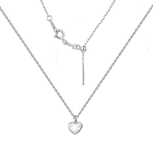 NUBIS® Minimalistický stříbrný náhrdelník se srdcem Crystals from Swarovski, AB - NB-0204-AB