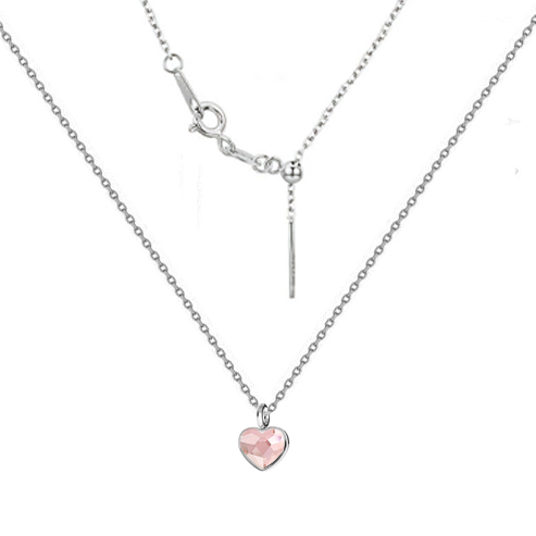 Minimalistický strieborný náhrdelník so srdcom Crystals from Swarovski® Rosaline