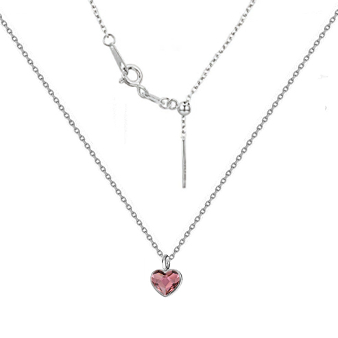 NUBIS® Minimalistický stříbrný náhrdelník se srdcem Crystals from Swarovski, Antique Pink - NB-0204-AP