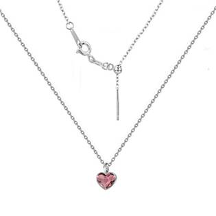 Minimalistický stříbrný náhrdelník se srdcem Crystals from Swarovski, Antique Pink