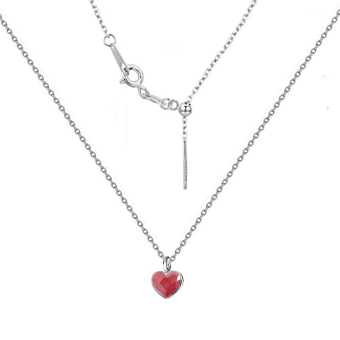Minimalistický strieborný náhrdelník so srdcom Crystals from Swarovski® Royal Red