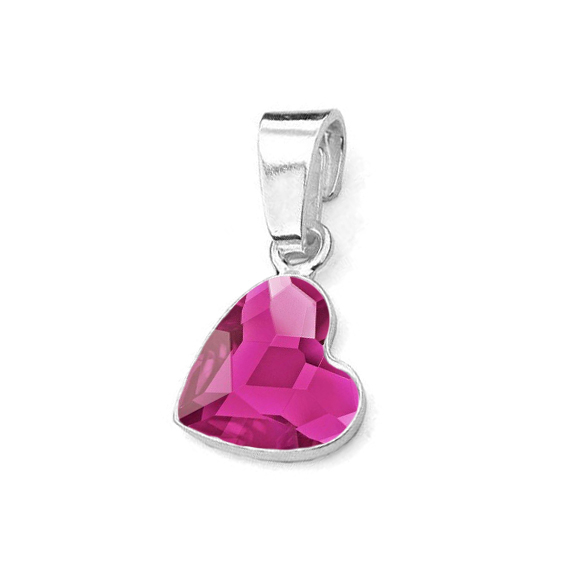 Strieborný prívesok so srdcom Crystals from Swarovski® Fuchsia