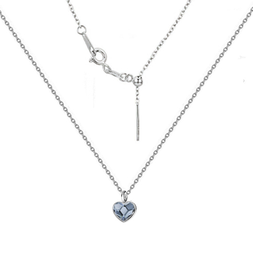 NUBIS® Minimalistický stříbrný náhrdelník se srdcem Crystals from Swarovski® Denim Blue - NB-0204-DB