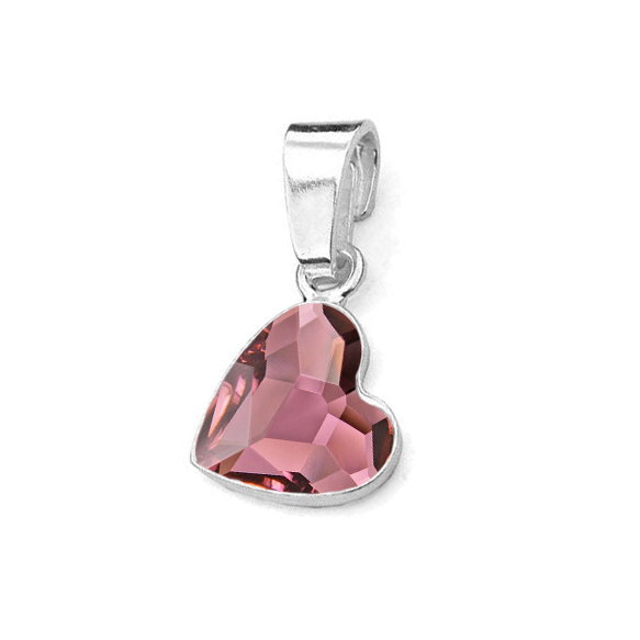 Strieborný prívesok so srdcom Crystals from Swarovski® Antique Pink