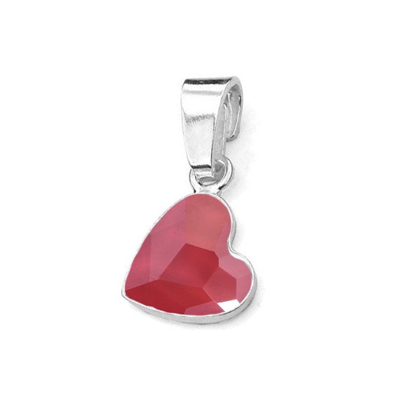 Strieborný prívesok so srdcom Crystals from Swarovski® Royal Red