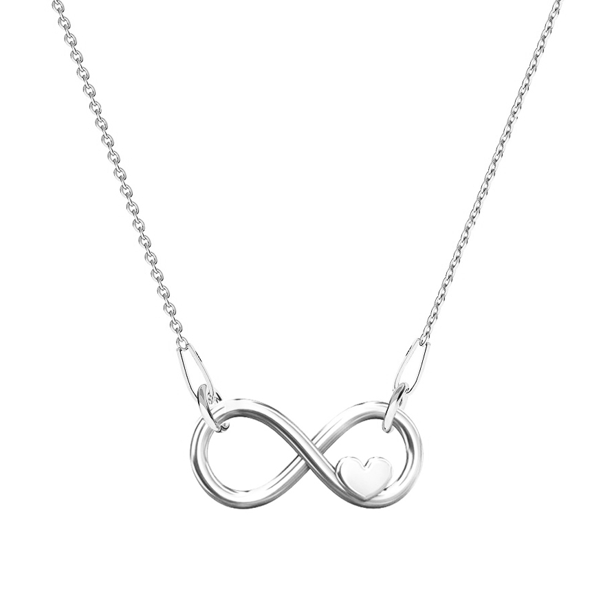 NUBIS® Stříbrný náhrdelník srdce s nekonečnem - NB-0403
