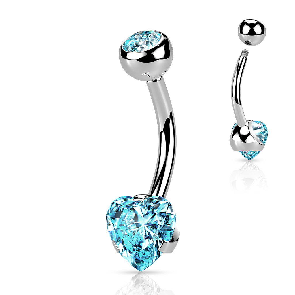 Šperky4U Ocelový piercing do pupíku srdce - BS0009-Q
