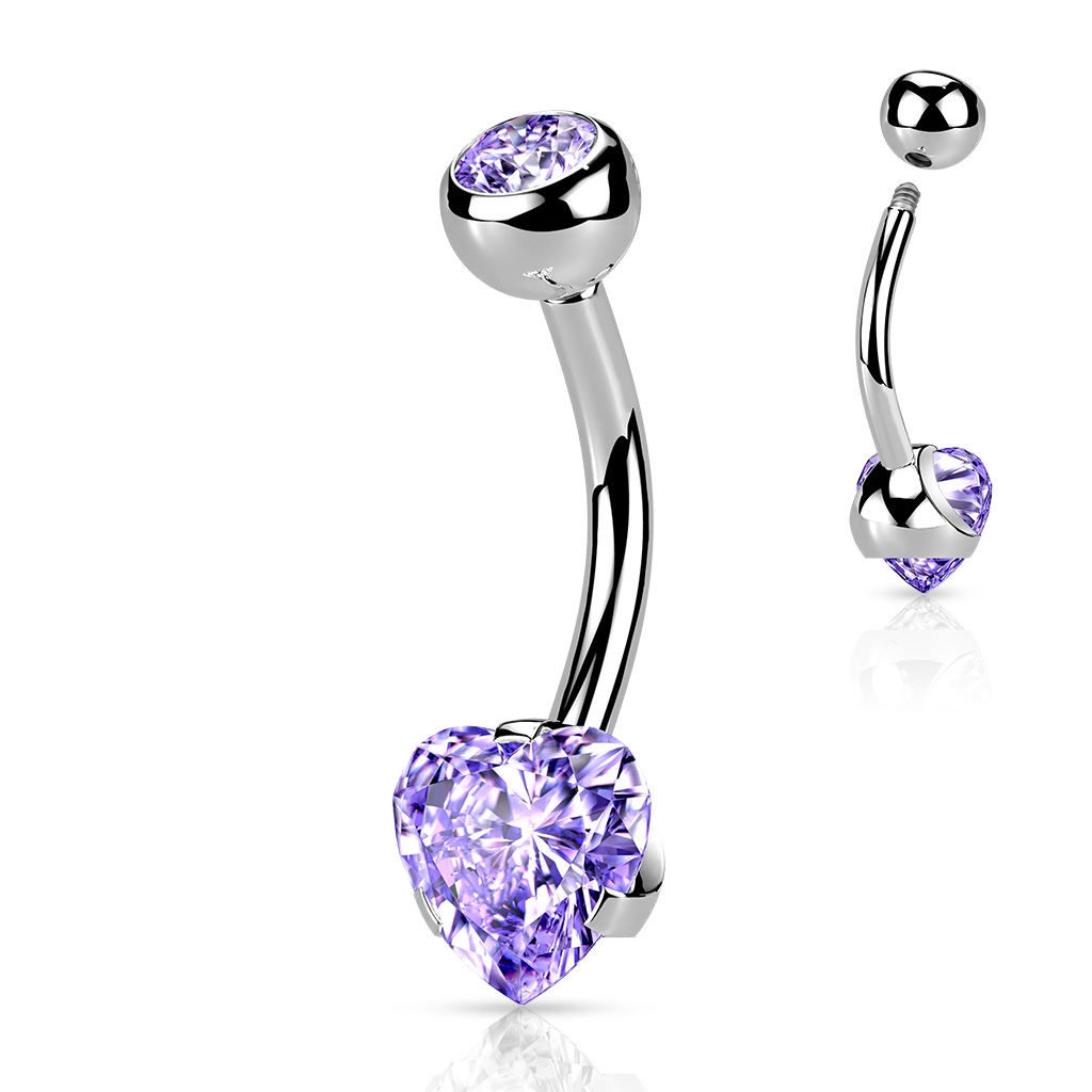 Šperky4U Ocelový piercing do pupíku srdce - BS0009-TZ