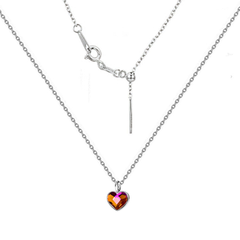 NUBIS® Minimalistický stříbrný náhrdelník se srdcem Crystals from Swarovski, Astral Pink - NB-0204-ASP