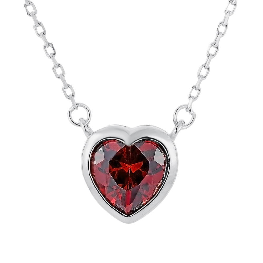 Strieborný náhrdelník srdce červené