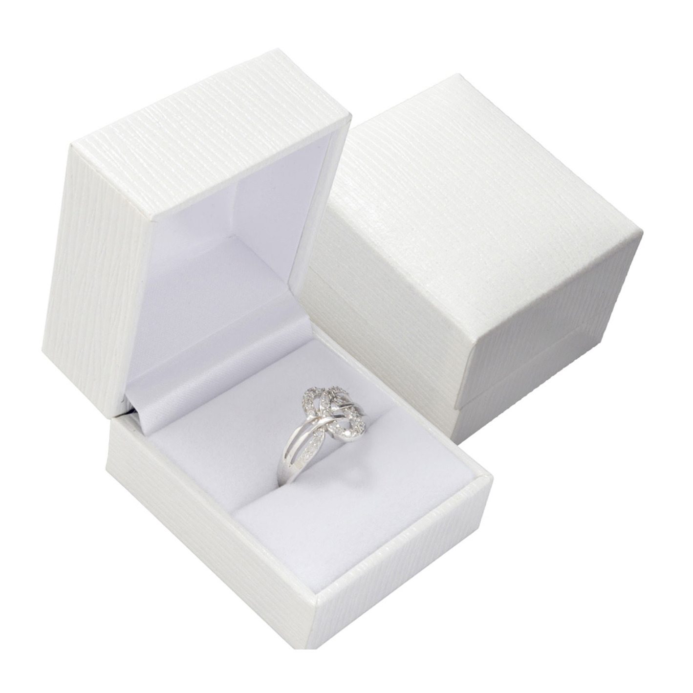 Šperky4U Bílá koženková krabička na prsten - KR0063-WH