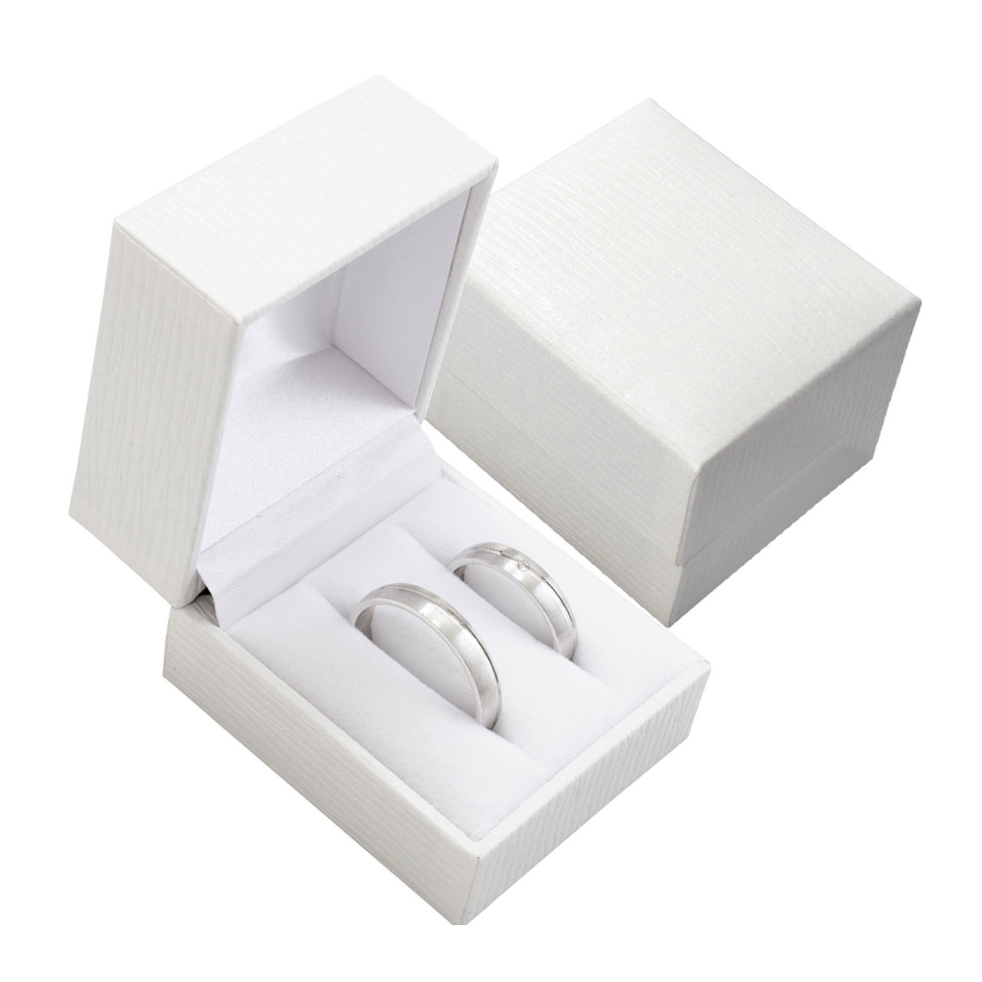 Šperky4U Bílá koženková krabička na snubní prsteny - KR0065-WH