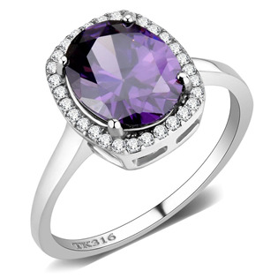 Ocelový prsten s fialovým kamenem