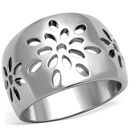 Oceľový prsteň s kvetinovým motívom