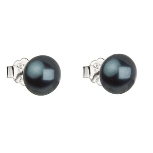 Stříbrné náušnice s perličkami Crystals from Swarovski® TAHITI