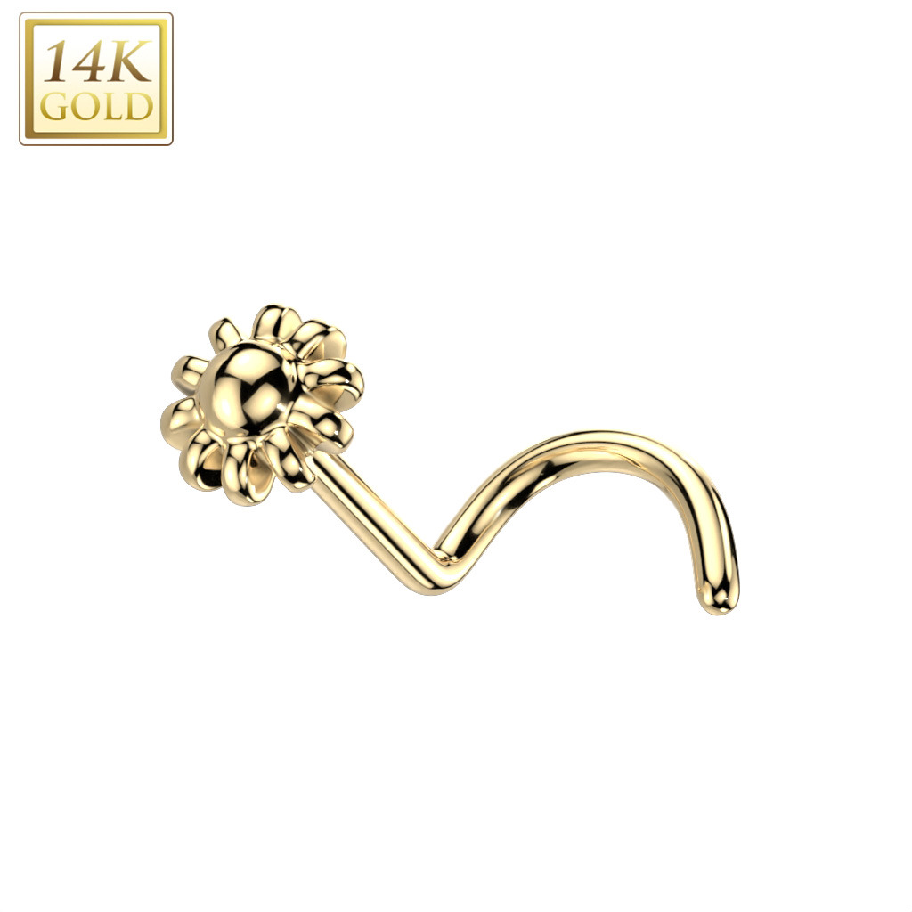 Šperky4U Zlatý piercing do nosu - kytička, Au 585/1000 - ZL01239-YG