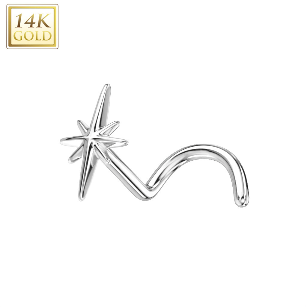 Šperky4U Zlatý piercing do nosu - hvězda, Au 585/1000 - ZL01242-WG