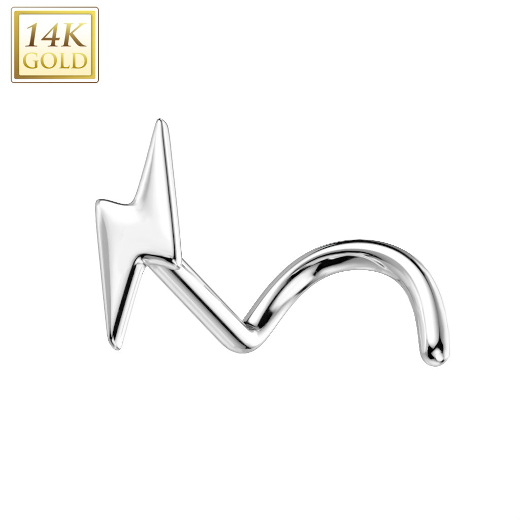 Šperky4U Zlatý piercing do nosu - blesk, Au 585/1000 - ZL01238-WG