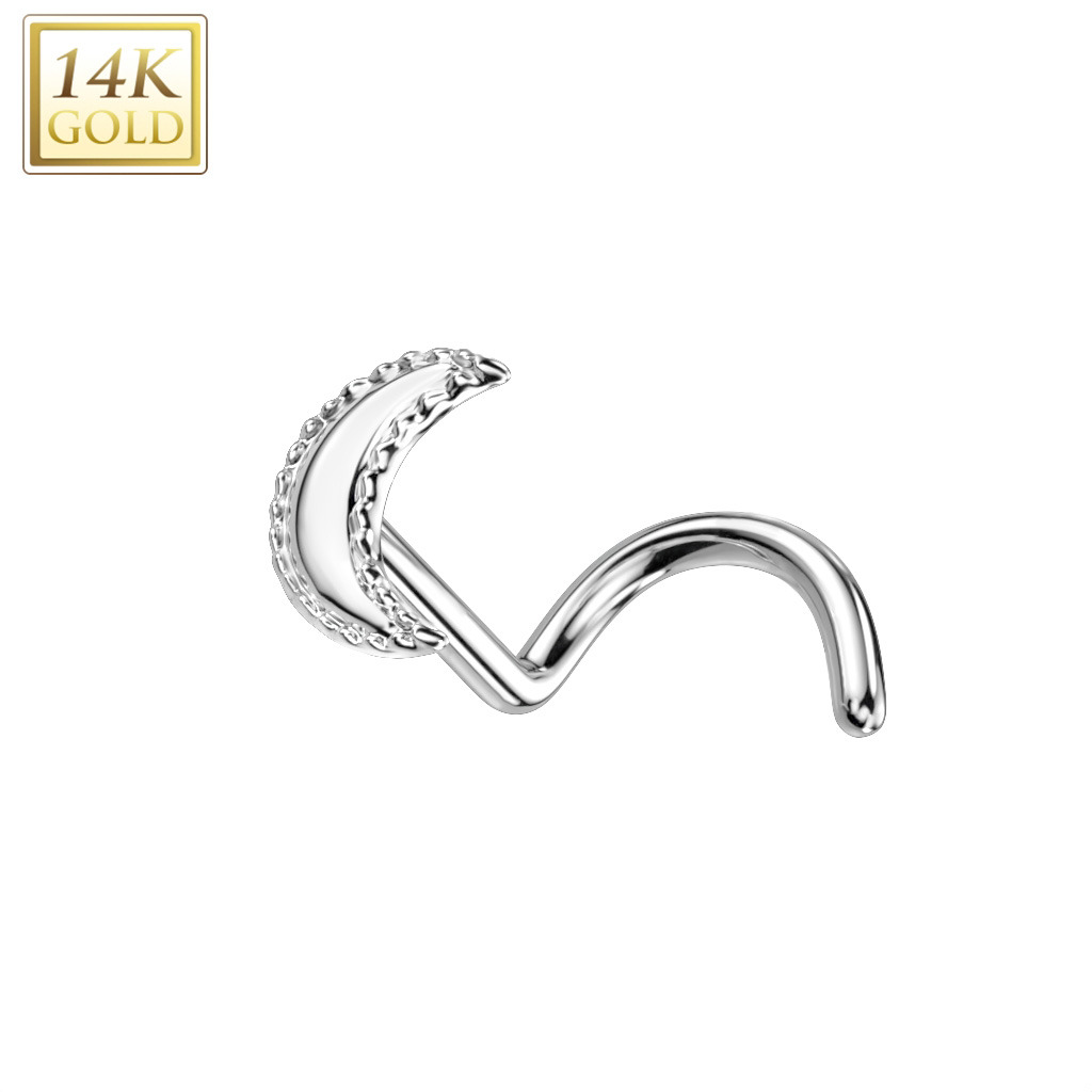 Šperky4U Zlatý piercing do nosu - měsíček, Au 585/1000 - ZL01240-WG